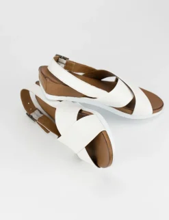 Sandalo zeppa 3 cm bianco pelle