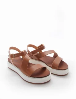 Sandalo zeppa 4 cm cuoio