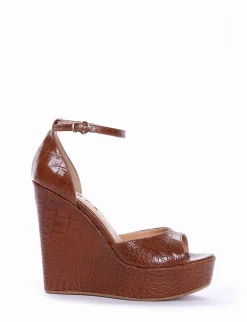 sandalo zeppa 13 cm cuoio