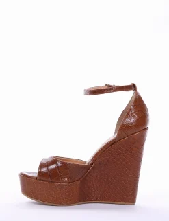 sandalo zeppa 13 cm cuoio