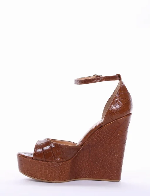 sandalo zeppa 13 cm cuoio
