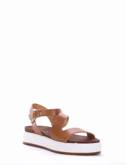 Sandalo zeppa 4 cm cuoio