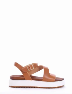 Sandalo zeppa 4 cm cuoio