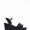 Sandalo zeppa 5 cm nero