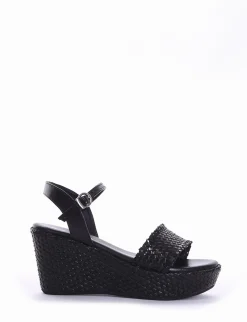 Sandalo zeppa 5 cm nero