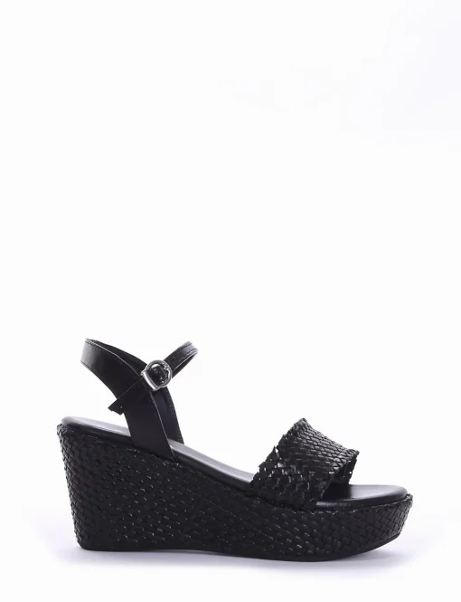 Sandalo zeppa 5 cm nero