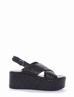 Sandalo zeppa 5 cm nero
