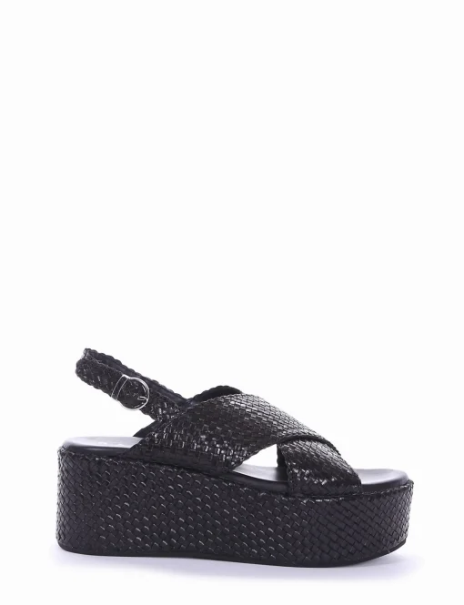 Sandalo zeppa 5 cm nero
