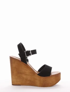 sandalo zeppa 12 cm nero
