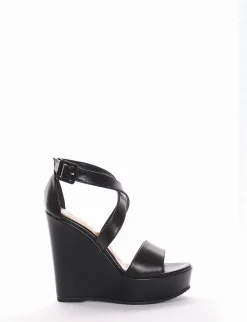 sandalo zeppa 12 cm nero