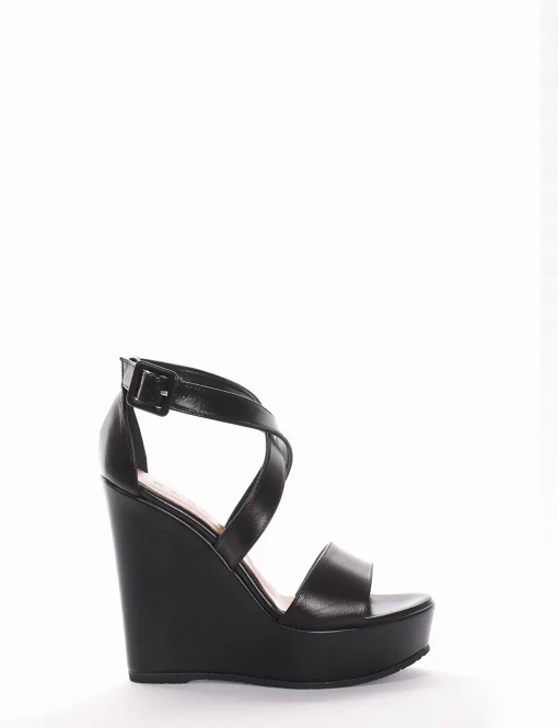 sandalo zeppa 12 cm nero