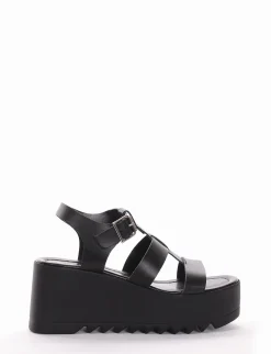 Sandalo zeppa 7 cm nero
