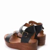 Sandalo zeppa 6 cm nero
