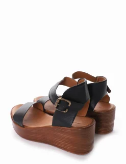 Sandalo zeppa 6 cm nero