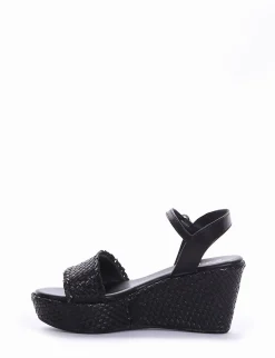Sandalo zeppa 5 cm nero