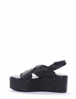 Sandalo zeppa 5 cm nero
