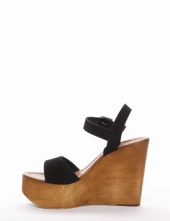 sandalo zeppa 12 cm nero