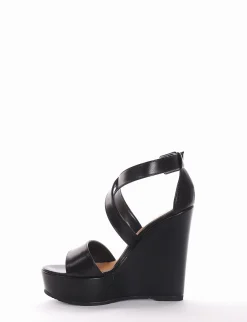 sandalo zeppa 12 cm nero