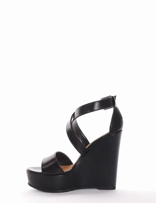 sandalo zeppa 12 cm nero