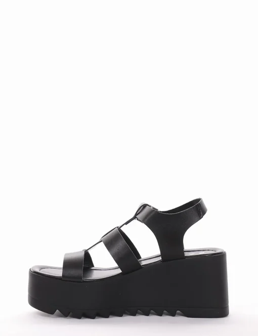 Sandalo zeppa 7 cm nero