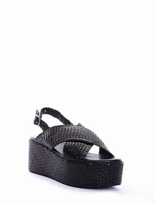 Sandalo zeppa 5 cm nero