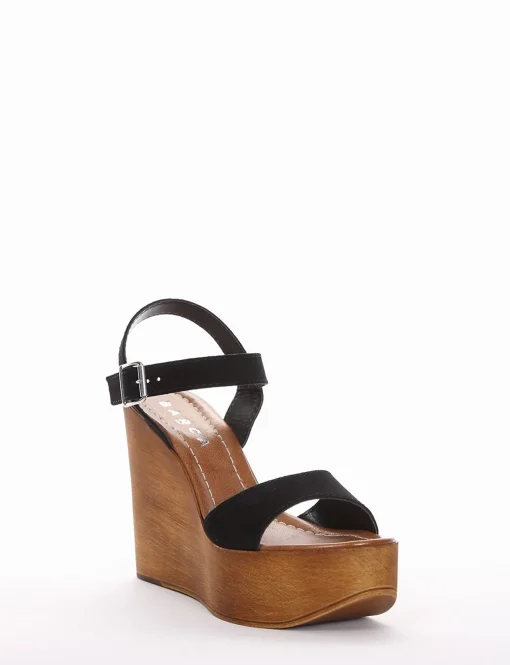 sandalo zeppa 12 cm nero