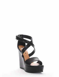 sandalo zeppa 12 cm nero