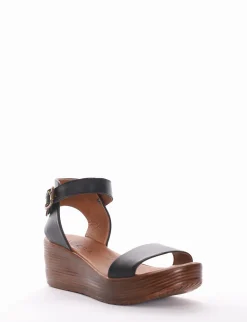 Sandalo zeppa 6 cm nero