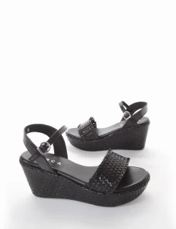 Sandalo zeppa 5 cm nero