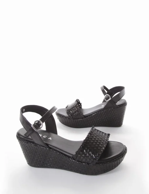 Sandalo zeppa 5 cm nero