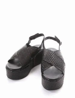 Sandalo zeppa 5 cm nero
