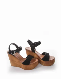 sandalo zeppa 12 cm nero