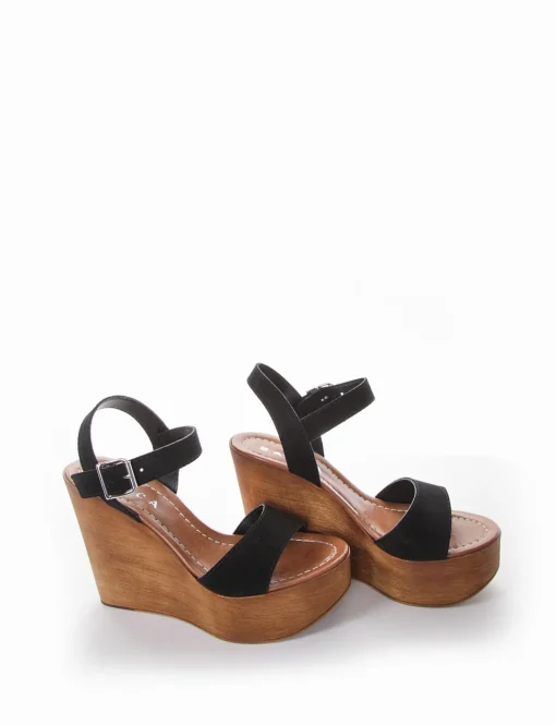 sandalo zeppa 12 cm nero