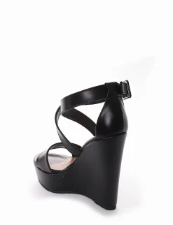 sandalo zeppa 12 cm nero