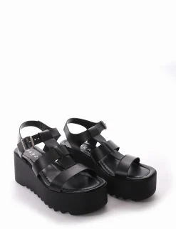 Sandalo zeppa 7 cm nero