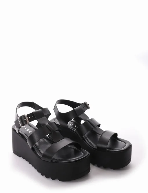 Sandalo zeppa 7 cm nero