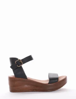 Sandalo zeppa 6 cm nero