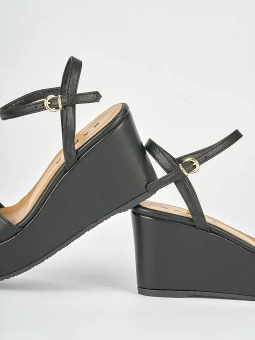Sandalo zeppa 8 cm nero