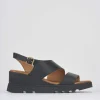 Sandalo zeppa 6 cm nero pelle