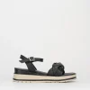 Sandalo zeppa 1 cm nero pelle