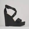 Sandalo zeppa 13 cm nero pelle