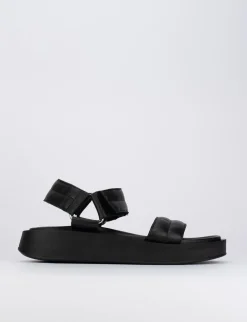 Sandalo zeppa 2 cm nero pelle