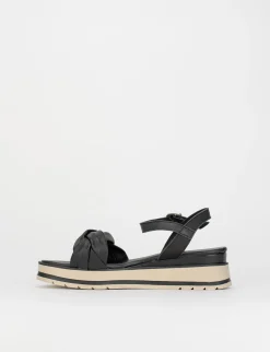 Sandalo zeppa 1 cm nero pelle