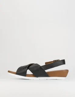 Sandalo zeppa 3 cm nero pelle
