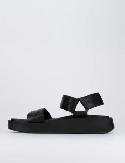 Sandalo zeppa 2 cm nero pelle