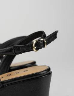 Sandalo zeppa 4 cm nero pelle