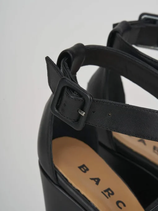 Sandalo zeppa 13 cm nero pelle