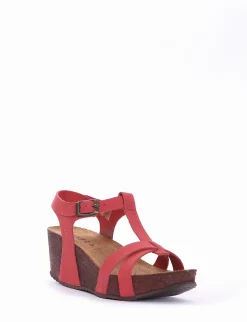 sandalo zeppa 5 cm rosso