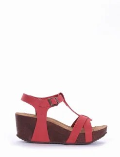 sandalo zeppa 5 cm rosso