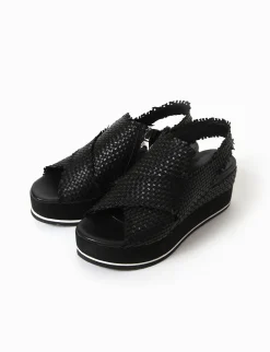 sandalo zeppa 5cm nero